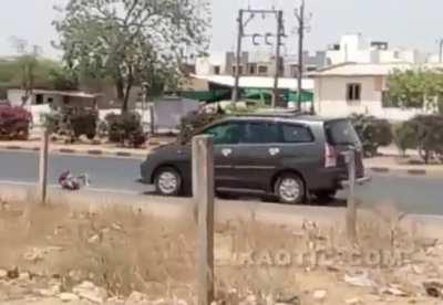 Runaway thief gets creamed by car