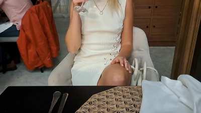 I've been playing Sharon Stone from Basic Instinct, but in a crowded restaurant