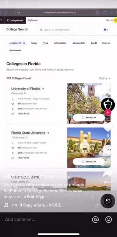 The official College Board TikTok account posted this…