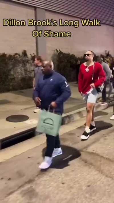 Dillon Brooks has to take a long walk of shame back to his hotel after the game.