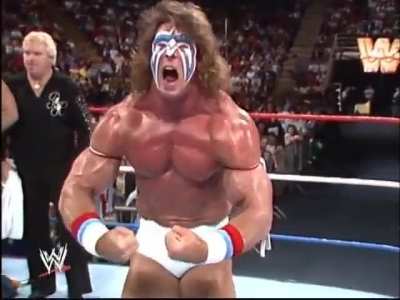 Royal Rumble 1989 posedown between The Ultimate Warrior and Rick Rude