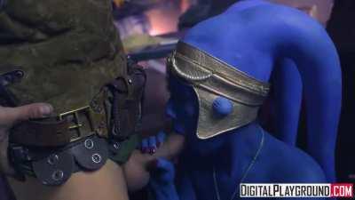 Twi’lek slave girl cosplayer fucking two guys