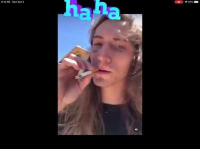 To show off a cool cigarette trick