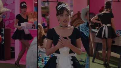 Emma Mackey wearing a sexy maid uniform in Barbie