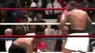 A 20 year old Mike Tyson shows great defense against a barrage of punches from Reggie Gross, then knocks him down with his signature gazelle left hook.