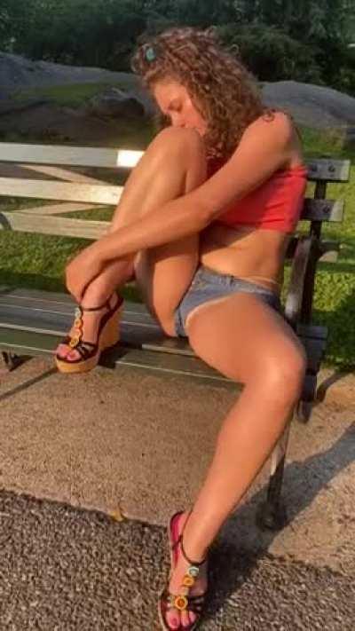 Fixing my shoes and realized im giving a show