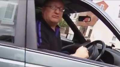 Angry driver chases after the person who took video of his reckless driving, and gets what he deserves