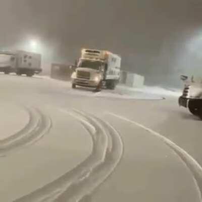 Luckily the truck didn’t overturn with this mad lad inside.