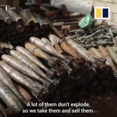 People using war tools to make livelihood