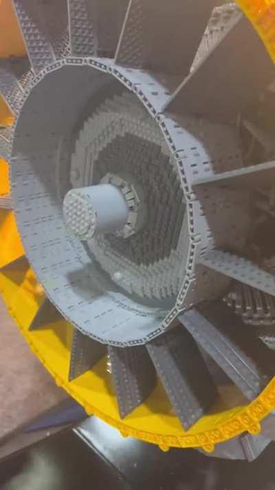 Jet engine made out of Lego with moving parts