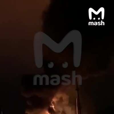 Dedilovo village, Tula region, the fire of the Rosreserva March 8 plant after an attack by Ukrainian drones.