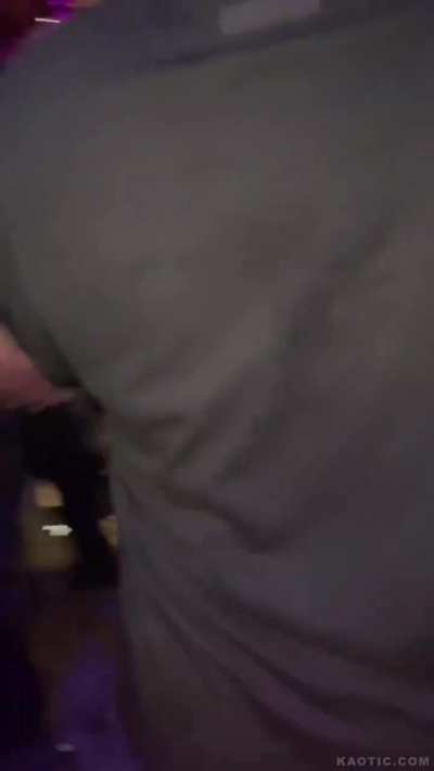 Hero Cop knocks out Jack Doherty whose unruly behaviour was causing an uproar. Jack's security left him vulnerable due to their pleasuring Wes Watson(off camera).