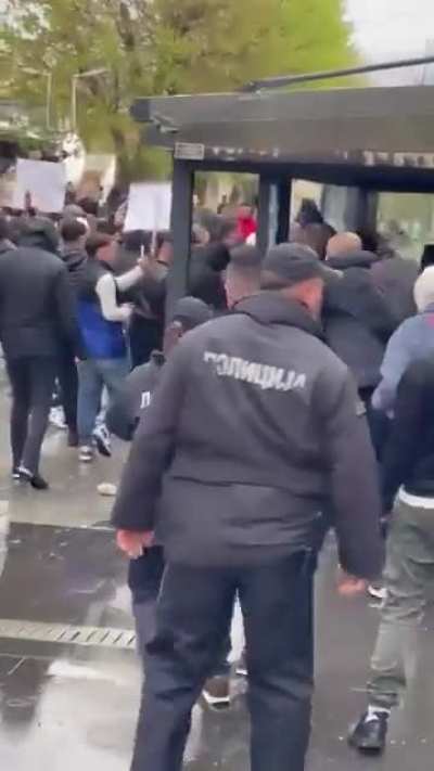 People destroy a cafe owned by the owner of the club that burned down in North Macedonia