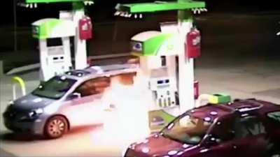 Dude tries to light gas station on fire, gets fucked over instead