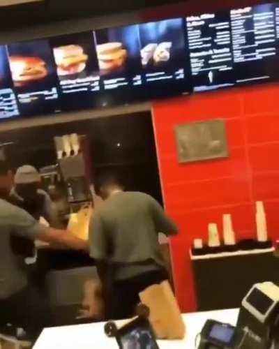 You boys need to stop! I'm tryin to get my food!