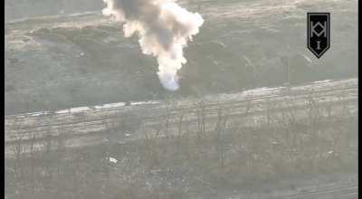 Russian Soldier sent flying by explosion by the Ukrainian 1st mechanized battalion of the 3rd OSHB.