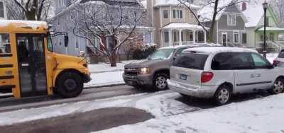 Blocking a bus full of kids from getting to school