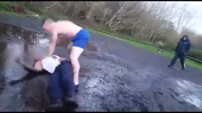 English blokes swing it out, ends in brutal knockout.