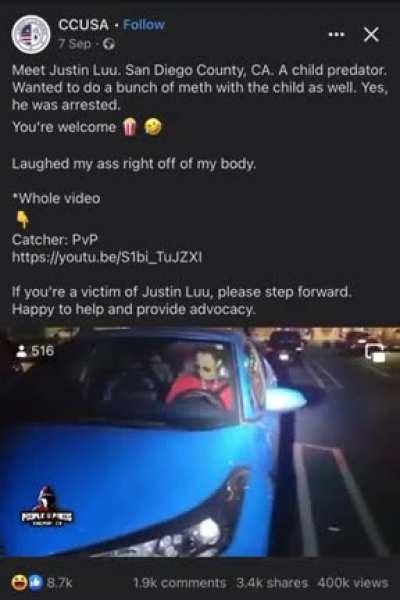 Pedo-hunter spooks guy: Just watch the whole thing- it pays off