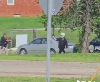 Tweaked with sword steals a cop car