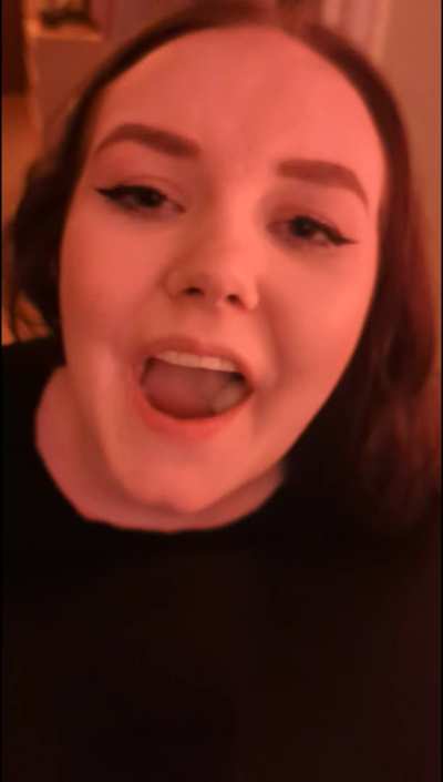 Licking it up and swallowing 🤤