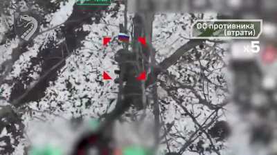 Russian soldier kills another Russian soldier before their unit get hit with Ukrainian drones. South of Sudzha, March 2025