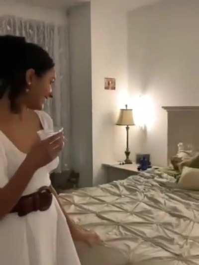 Don't sit on my bed! 