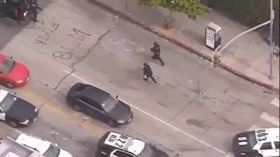 Fell off the police truck? Preserve your dignity by pepper-spraying the air.