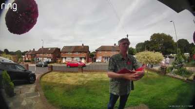 Racist Malding Gammon swears and shouts at polite local political campaigner in public, UK.