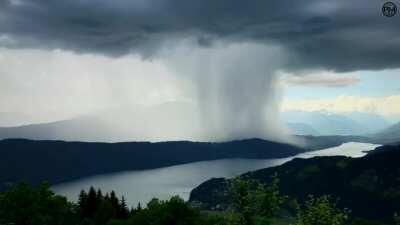 The release of energy when it pours rain like this