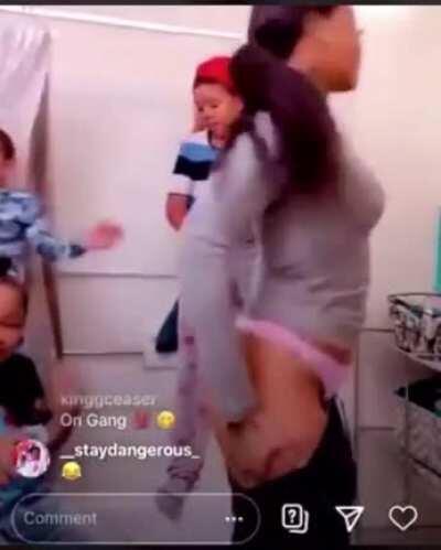 Disgusting. I hope someone takes those kids away from her