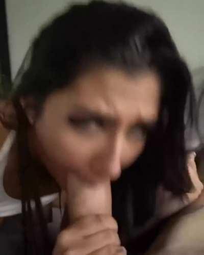 Good girl, slap it a few more times, before taking it.