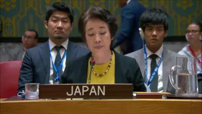 Japan's UN rep., Amb. Shino Mitsuko, says 'Gaza is in agony' and condemns Israeli Finance Minister Bezalel Smotrich for saying starvation of millions in Gaza might be ‘justified and moral’