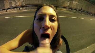 Rollerskating with my mouth full of cum