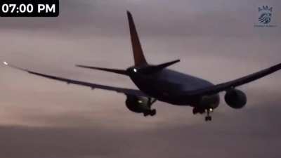 This Air India Boeing 787-8 made an emergency landing at Birmingham airport,UK - and you can clearly hear the Ram Air Turbine (RAT) deployed.