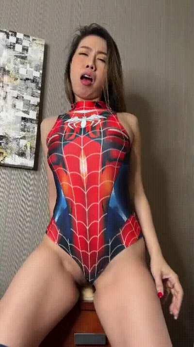If I was spider girl. Will you fuck my pussy and play with my clit