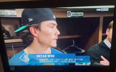 Audible scream in Mariners clubhouse.  (Mid-interview with Pitcher Bryan Woo)