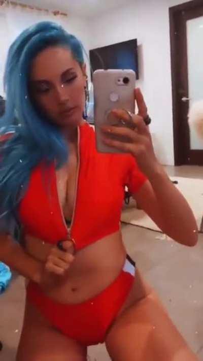 Poolside red BTS video 1