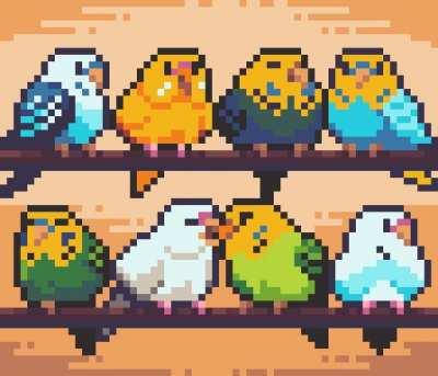 A family of pixel birbs I made