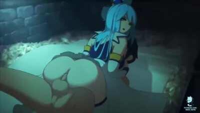 Aqua and Kazuma in the stables