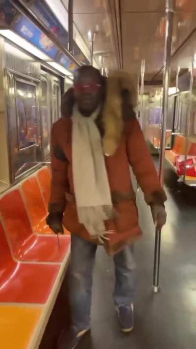 New York subway man with a knife