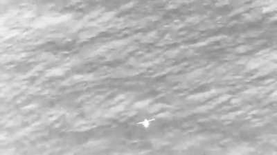 A US fighter jet intercepts a Houthi drone with a laser-guided missile