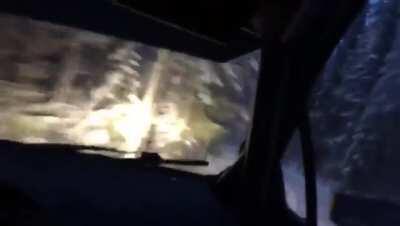 Kalle Rovanperä training Rally driving skills in a finnish forest.