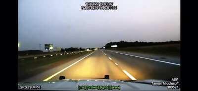 Officer performing a Pit maneuver at 126 MPH .