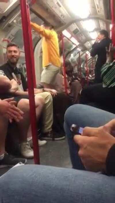 Being an asshole on the tube.