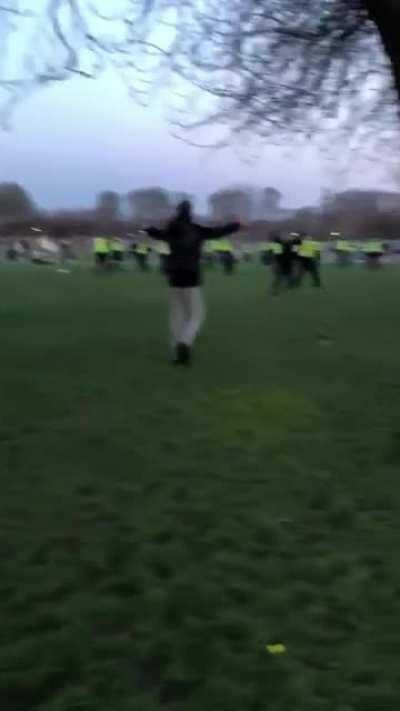 Shortly after the fighting the police were targeted.