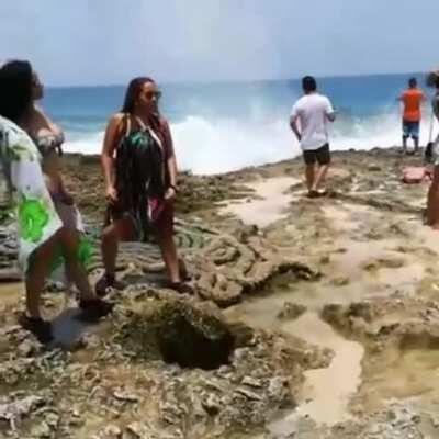 WCGW taking a photo by this sea geyser