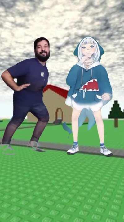 Gawr Gura procurando o rachador e Core atrapalhando no roblox