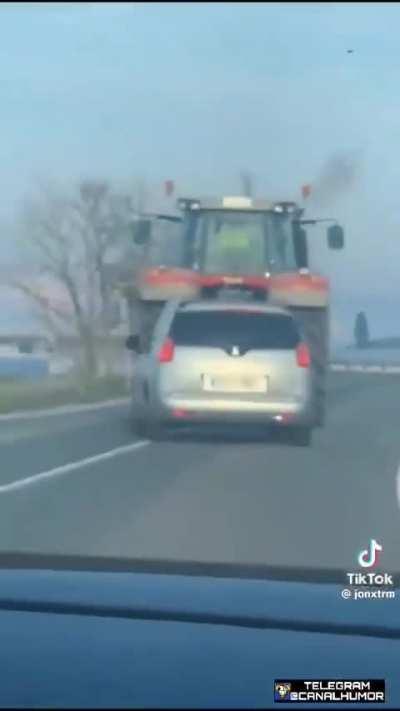 to pass over protesting farmer