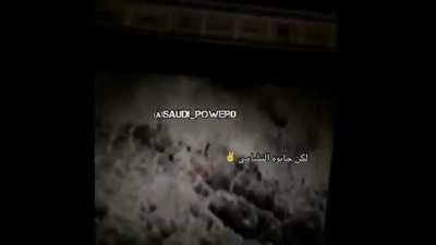 A Houthi shoots at Saudi forces from the top of a mountain, and a Saudi sniper targets him and a 25mm shell is fired at his position on the Saudi/Yemeni border.